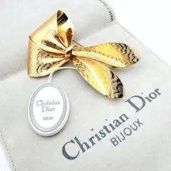 3032 タグ・保存袋付き✨Dior　ブローチ　CD　ロゴ　希少　刻印