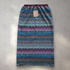 未使用品 日本製 TWO STEP マルチカラー セミロング ミディ丈 スカート