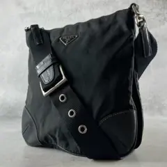 美品✨PRADA ショルダーバッグ ポシェット ナイロン 三角ロゴ ブラック