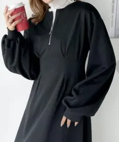 classicalelf ブラック 長袖 ワンピース ジッパー付き