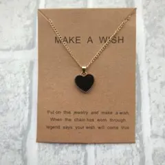 レディース　ネックレス　ジュエリー　ハート型　ペンダント　黒　ゴールド