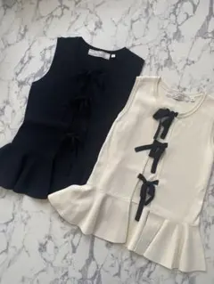 rokh ニットベスト ネイビー アイボリー 2色セットMサイズ