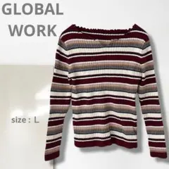 n2【グローバルワーク】ニットソー/美品 大きい ボーダー柄 メロウ 大人可愛い