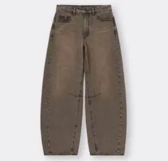 GU バレルレッグジーンズ ブラウン　Lサイズ　デニム