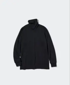 美品　ユニクロ　ブラック ソフトタッチタートルネックT Lサイズ