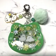 6820☆ シマエナガ　シェイカー　キーホルダー　レジン　ハンドメイド