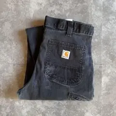 Carhartt ワークパンツ W33 L34 ブラック フェード ワイド 古着