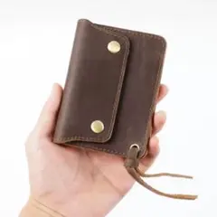 本革 トラッカーウォレット アメカジ ミニ財布 ブラウン コンパクトカードケース