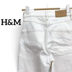 H&M デニム　パンツ　ホワイト 白 ハイウエスト スリム 小さいサイズ 32