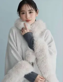 snidel ファー付きミドルケープコート