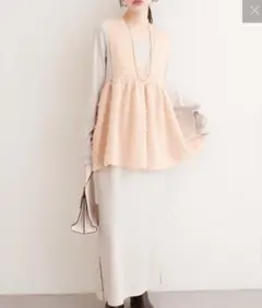 natural couture　 レイヤード ニットワンピース 長袖　春