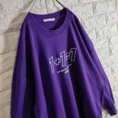 トレーナー 1+1=1 刺繍 スウェット パープル L