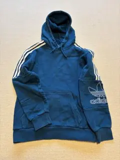 adidas ブルー　フード付きパーカー