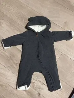 H&M アウター カバーオール ボディオール 足つき くま耳 グレー　2-4M