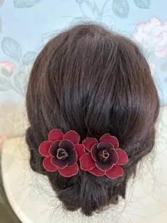 ★お値下げしました★花飾り★ヘッドパーツ★髪飾り★赤の小花★
