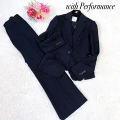 美品　with Performance ビジネス　パンツスーツ　ストライプ柄