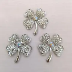 デコパーツ クローバー 四つ葉 シルバー 3個 匿名配送