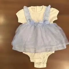 水色フリル付きワンピース 80