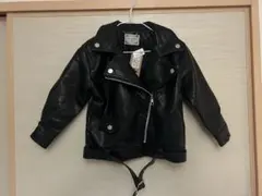 フェイクレザー　ライダースジャケット　革ジャン風　110センチキッズ