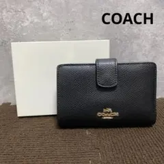 C6390 コーチ 黒財布 ゴールドロゴ コンパクト レザー C6390 コーチ 黒財布 ゴールドロゴ コンパクト レザー - メルカリ