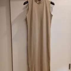 GORGE リブ ノースリーブ ロングワンピース ベージュ