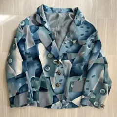 幾何学模様 テーラードジャケット 日本製 レトロ L-XL相当　ジャケット