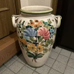 Ｙ USED ビンテージ 花瓶 オブジェ 傘立て 果実柄 ハンドメイド イタリア Y USED ビンテージ 花瓶 オブジェ 傘立て 果実柄 ハンドメイド