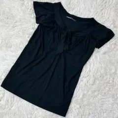 【c5922】Tシャツ　半袖　ブラック　リボン