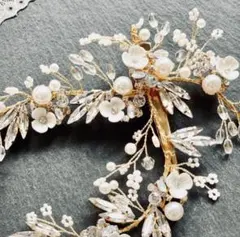 【美品】ヘッドドレス・ピアスセット ウエディング　ブライダル　髪飾り
