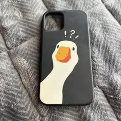iPhone12 mini ケース かわいい アヒルデザイン ブラック