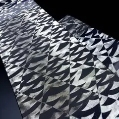 正絹　ガード加工済み　袋帯《幾何学模様　波》