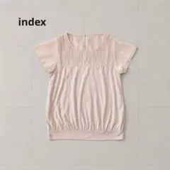 インデックス ピンタック ブラウス M ピンクベージュ　半袖 シフォン オフィスのサムネイル
