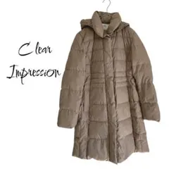 【クリアインプレッション】ダウンコート　ダウン　Aライン　フード　ベージュ