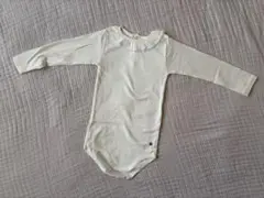 petit bateau フリル襟 長袖 ボディスーツ 18m/81cm 白