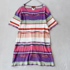MISSONI ミッソーニ マルチボーダー サマーニット 長袖 オレンジタグM