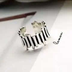 silver925 ストライプデザインリング/シルバー925 メキシカン