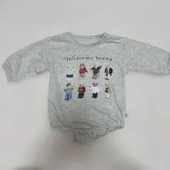 Welcome teddy ベビー ロンパース グレー 80