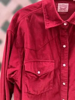 LEVIS赤いコーデュロイウェスタンシャツ