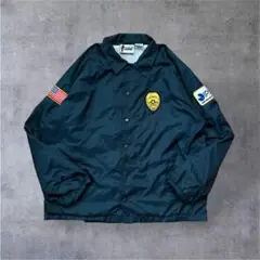 Cardinal90sナイロンコーチジャケット セキュリティ刺繍ワッペン紺XL