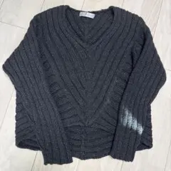 5meSaison ブラック Vネックニット