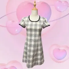 y2k 平成 姫ギャル 甘ロリ パフスリ フリル チェック柄ミニワンピース