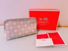 COACH コーチ　ポーチ　ピンク　ホワイト　シグネチャー総柄　プレゼント