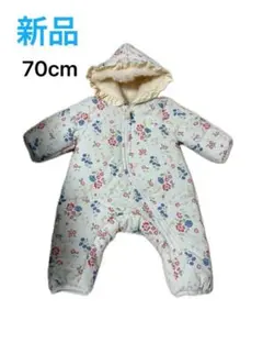新品 70cm ベビー スキーウェア　スノーウェア　小花柄 フード付き