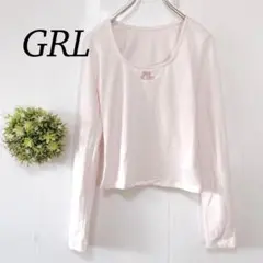 グレイル【Ｓ】Uネックカットソー　長袖Tシャツ　ショート丈　刺繍　インナー