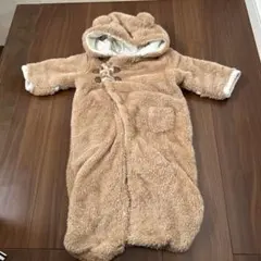 petit main ベージュ クマのフード付きおくるみ