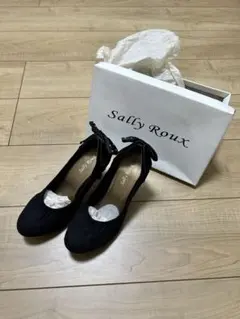 【未使用品】レディース パンプス スウェード リボン M 黒