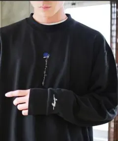 スウェット　薔薇　刺繍　裏起毛