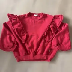BREEZE フリル付きレッドトレーナー 130