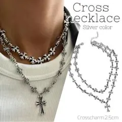 シルバー　クロス　ペンダント　ネックレス　2連　ダブル　十字架　メンズ y2k