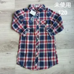 未使用　チェックシャツ　120 ワンピース　チュニック　トップス　服　女の子